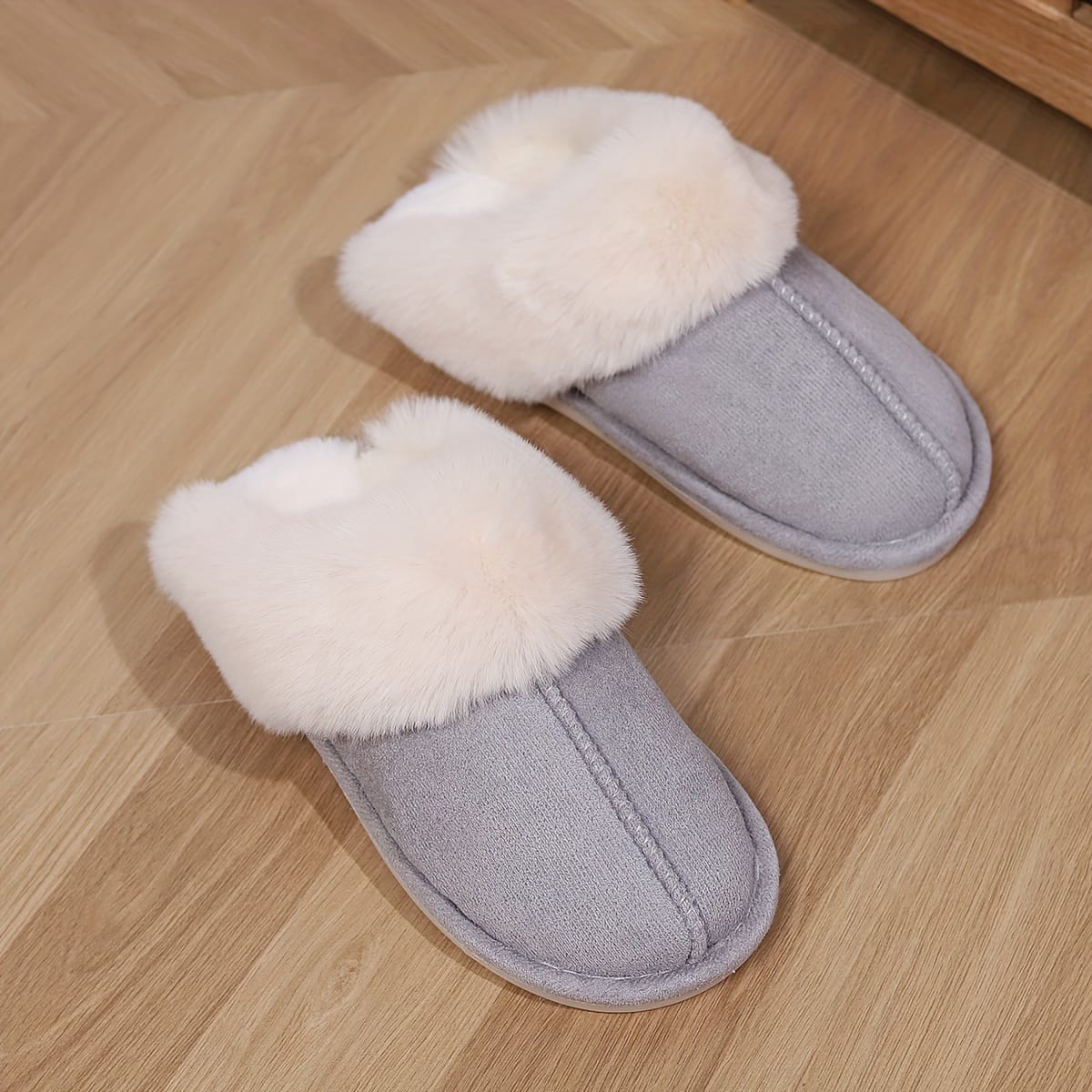 Warm Plush Faux Fur Lined Indoor House Slides - View 4